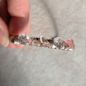 Handmade Wire Wrapped Pink Stone Bracelet